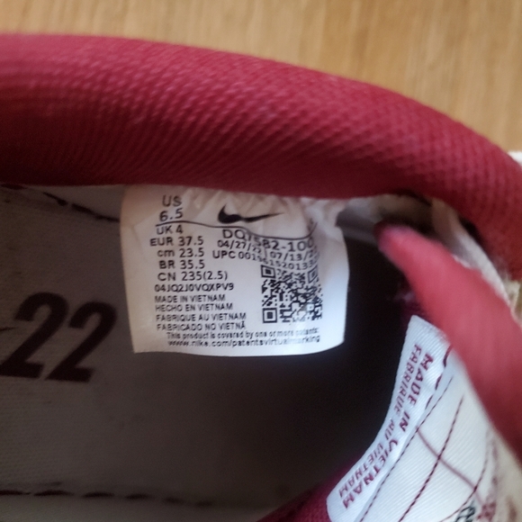 Nike Air Force 1 '07 SE 40th Anniversary Burgandy & White Womans 6.5 Sneakers - Picture 11 of 11